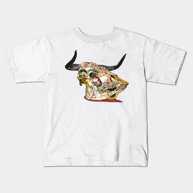 Bull skull Kids T-Shirt by M[ ]